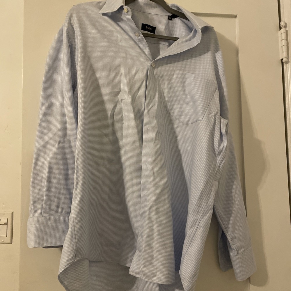 Hugo Boss Mens Dress Shirt Light Blue Size 16.5 32/33